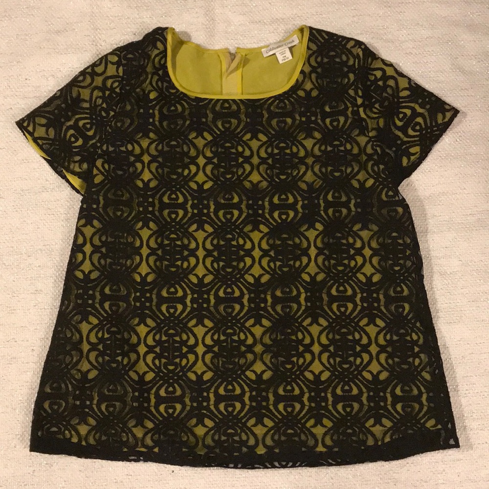 Coldwater Creek petite black and yellow blouse